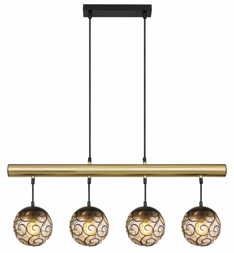 Metalen zwarte Oosterse hanglamp Globo Fitz - Afbeelding 2