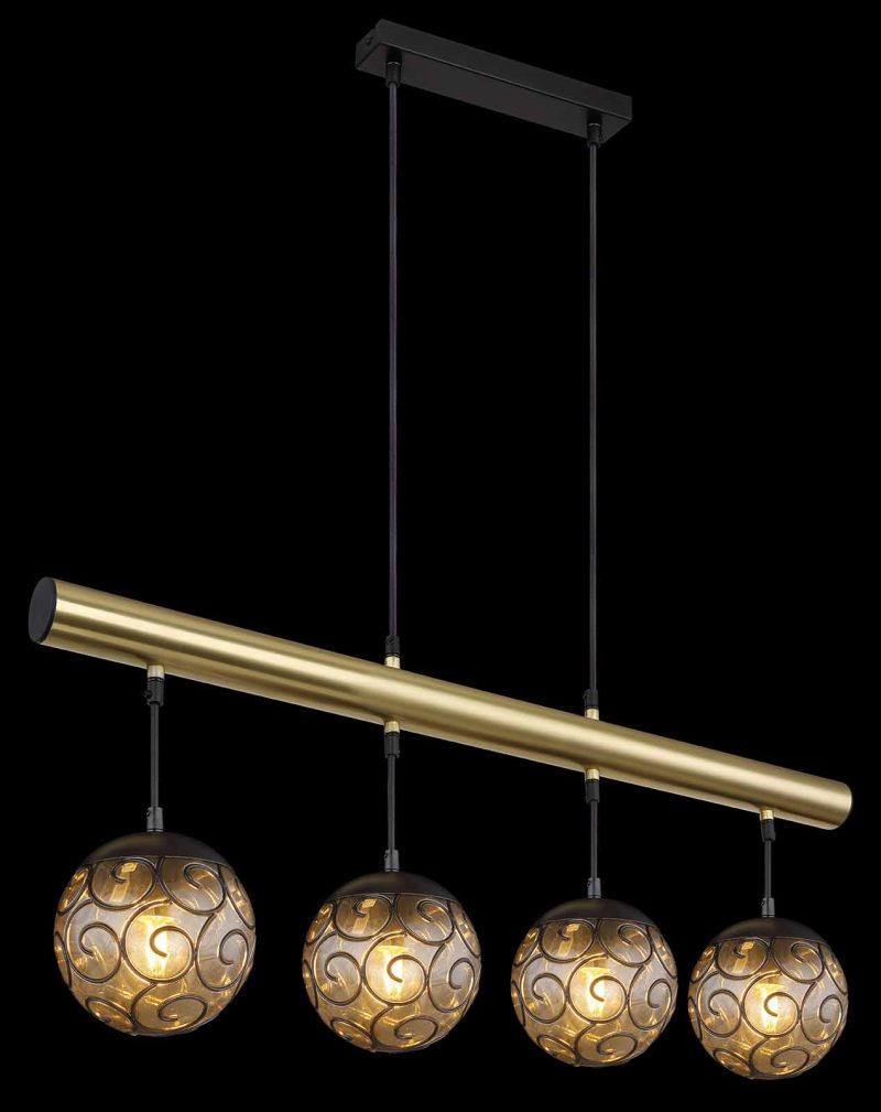 Metalen zwarte Oosterse hanglamp Globo Fitz - Afbeelding 4