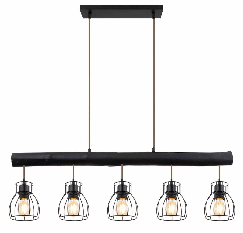 Metalen zwarte retro hanglamp Globo Mina - Afbeelding 2