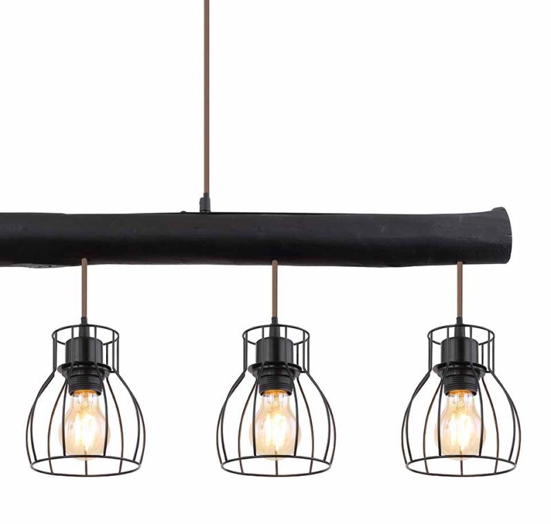 Metalen zwarte retro hanglamp Globo Mina - Afbeelding 3