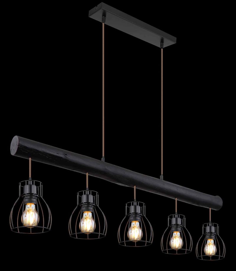 Metalen zwarte retro hanglamp Globo Mina - Afbeelding 4