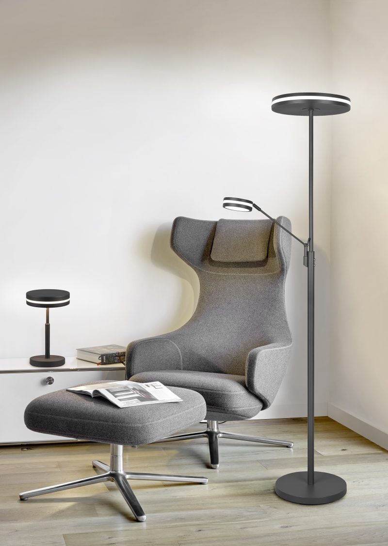 Moderne antracieten metalen tafellamp Franklin - Afbeelding 3
