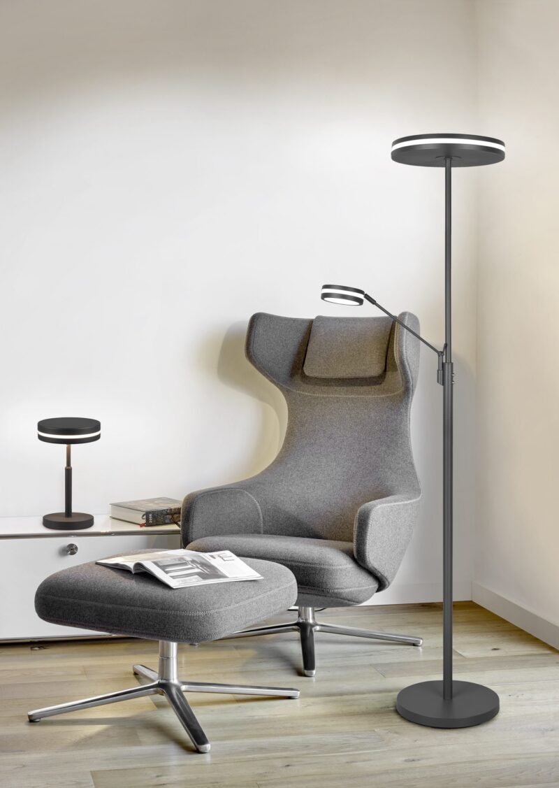 Moderne antracieten metalen tafellamp Franklin - Afbeelding 3