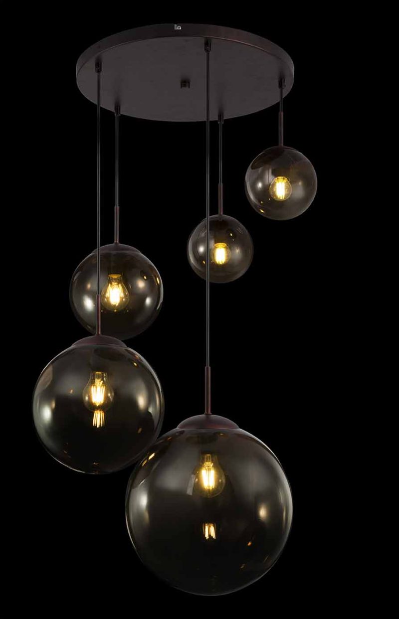 Moderne bruine bollen hanglamp Globo Varus - Afbeelding 3