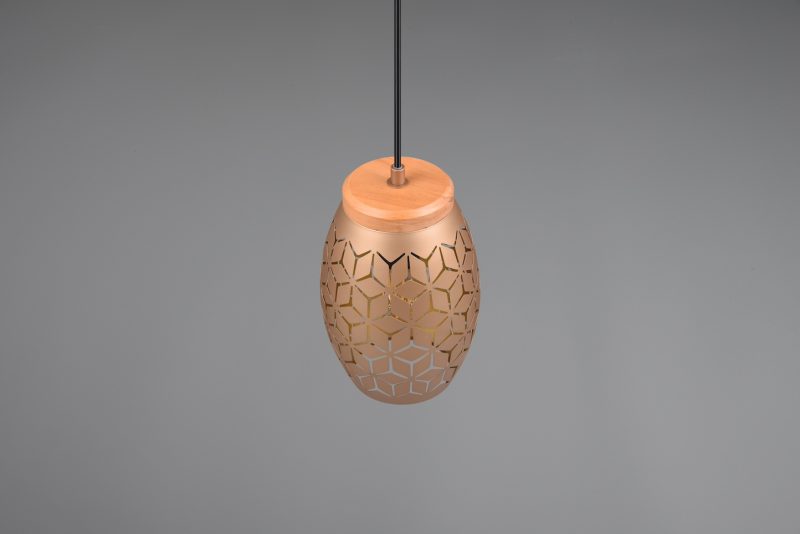 Moderne gouden hanglamp met hout Bidar - Afbeelding 4