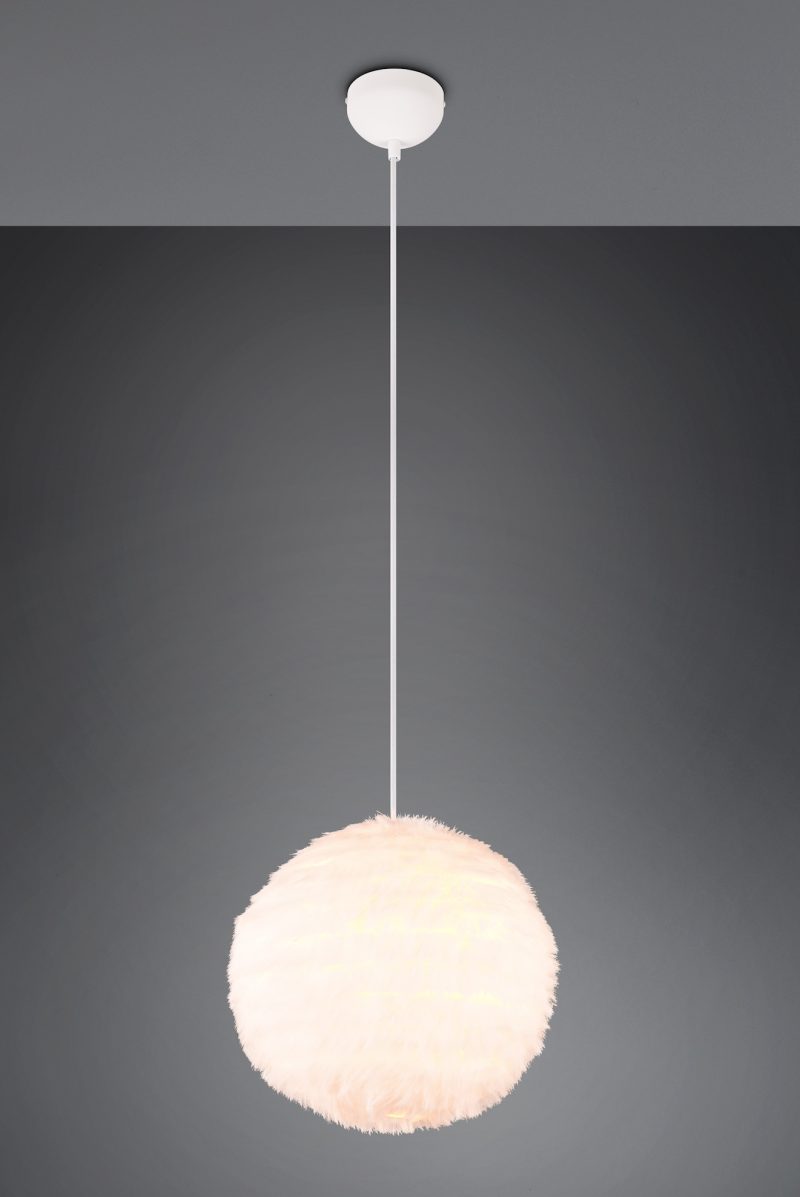 Moderne hanglamp witte veren Furry - Afbeelding 3
