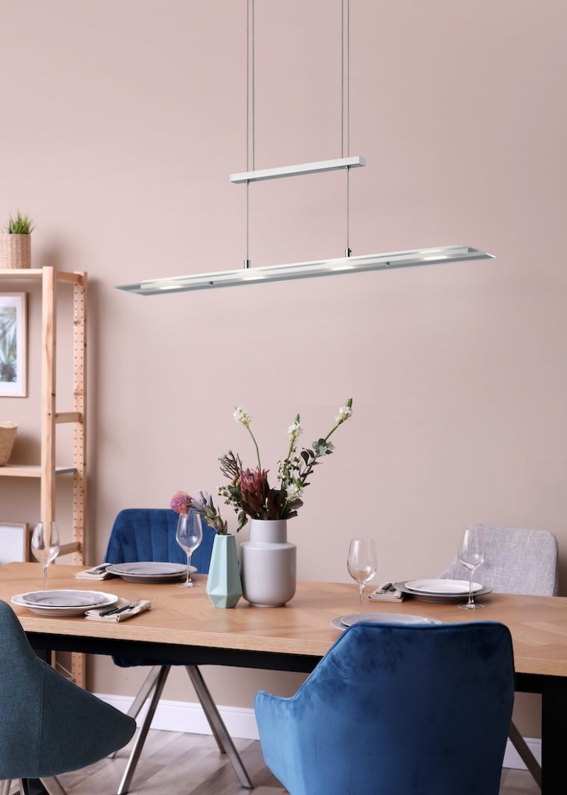 Moderne langwerpige zilveren hanglamp Milos - Afbeelding 6