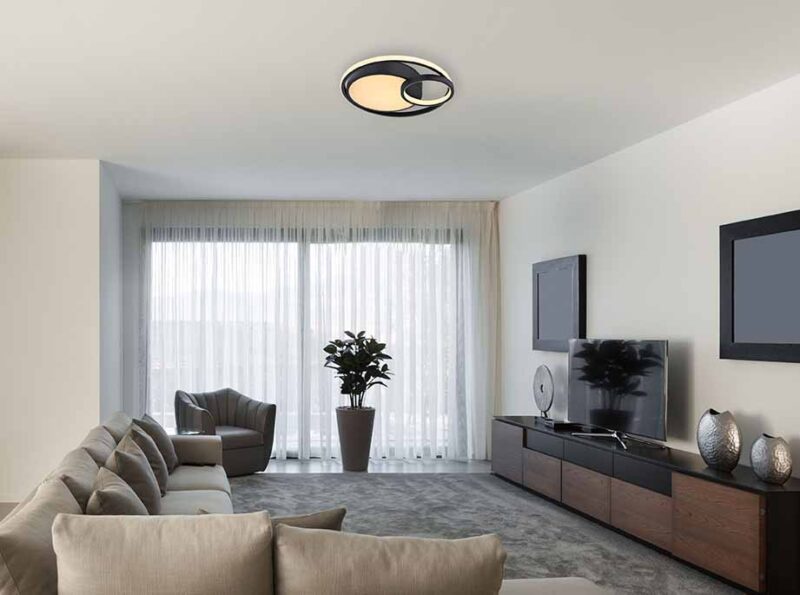 Moderne plafondlamp rond zwart Globo Kamilla - Afbeelding 3