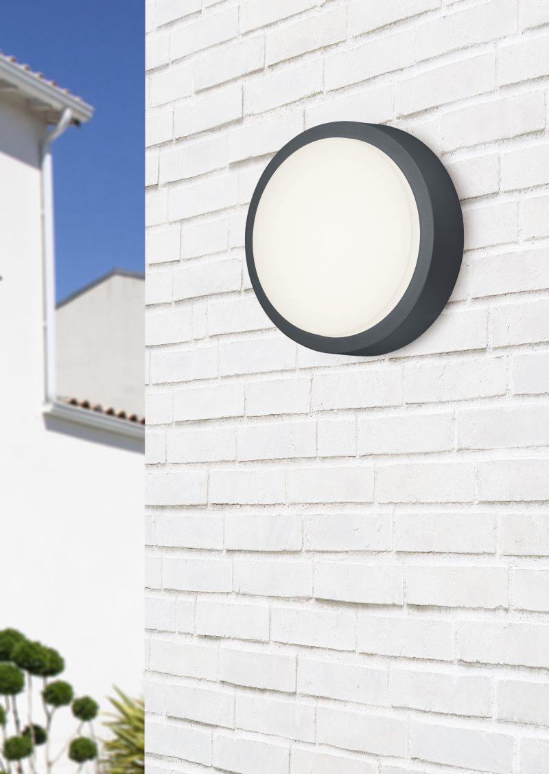 Moderne ronde wandlamp antraciet Breg - Afbeelding 2