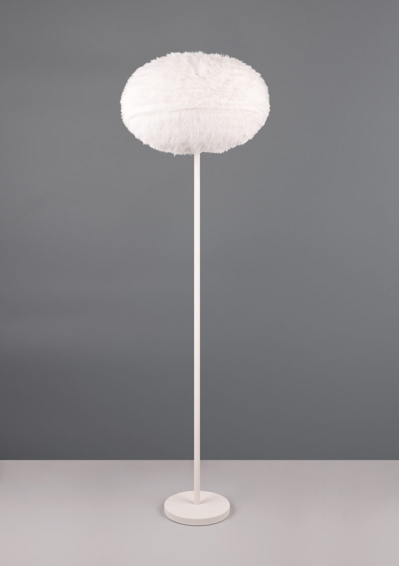 Moderne ronde witte vloerlamp met veren Furry - Afbeelding 2