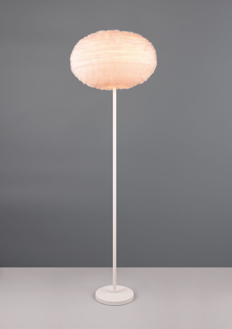 Moderne ronde witte vloerlamp met veren Furry - Afbeelding 3