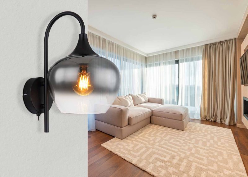 Moderne wandlamp zwart metaal Globo Maxy - Afbeelding 3