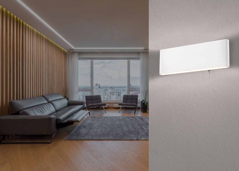 Moderne witte rechthoekige wandlamp Globo Siegfried - Afbeelding 2