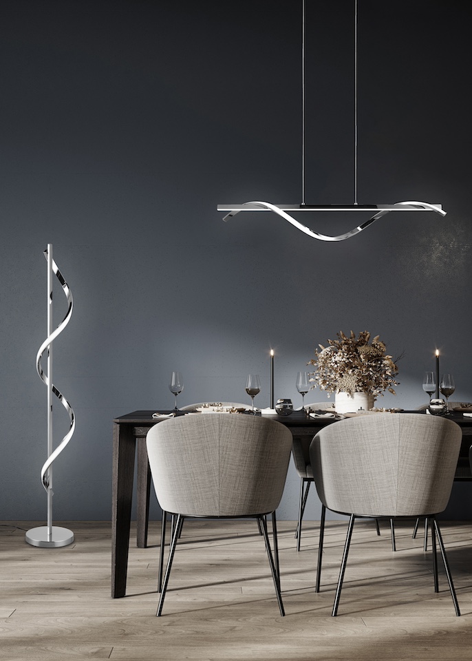 Zilveren vloerlamp