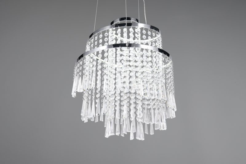Moderne zilveren hanglamp glazen ornamenten Pomp - Afbeelding 5