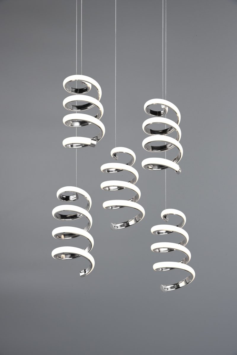 Moderne zilveren hanglamp vijf spiralen Laola - Afbeelding 2