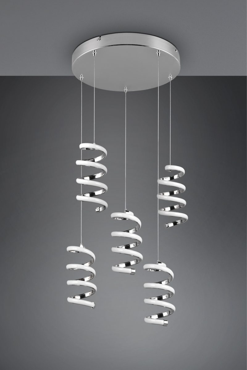 Moderne zilveren hanglamp vijf spiralen Laola - Afbeelding 3