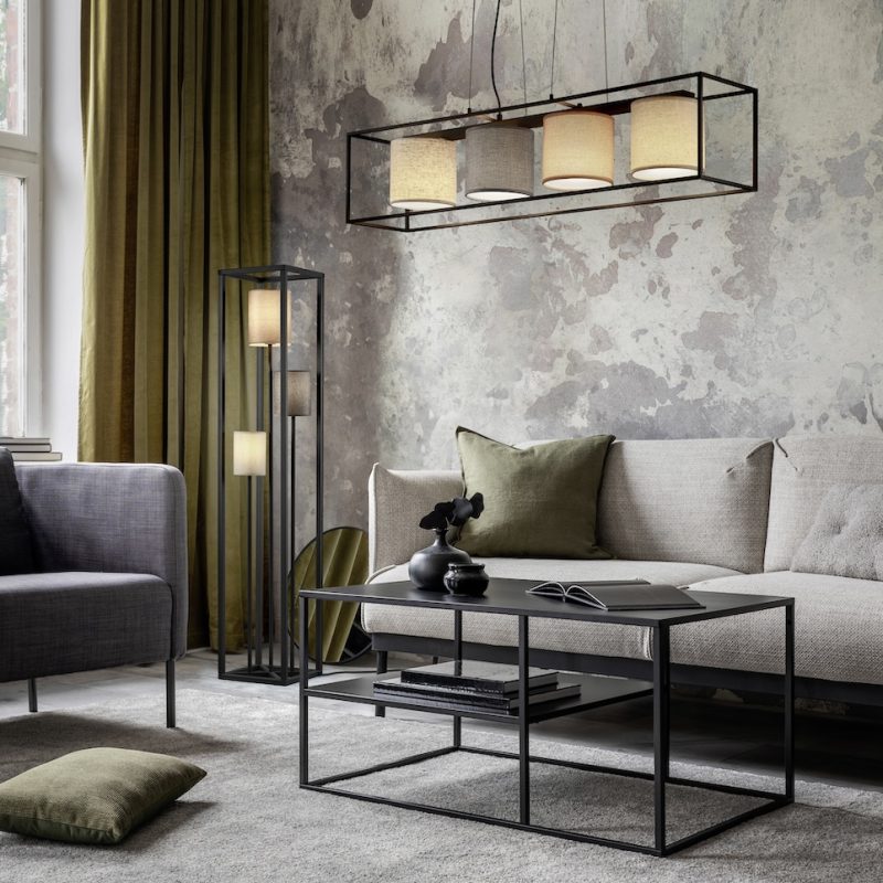 Moderne zwart beige vloerlamp Ross - Afbeelding 2