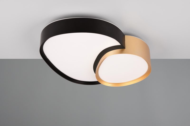 Moderne zwart-gouden ronde plafonnière Rise - Afbeelding 4