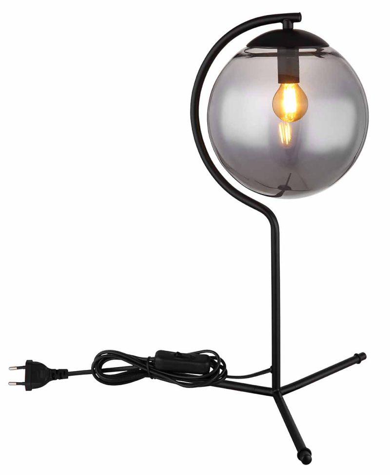 Moderne zwarte glazen metalen tafellamp Globo Porry - Afbeelding 3