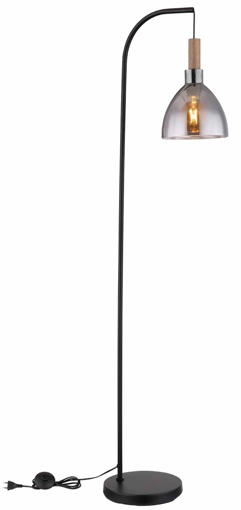 Moderne zwarte glazen metalen vloerlamp Globo Mattea - Afbeelding 3
