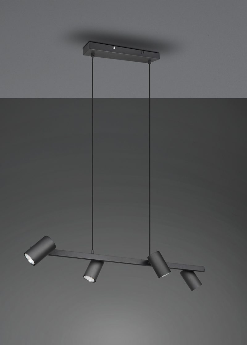 Moderne zwarte hanglamp vier spotjes Marley - Afbeelding 4