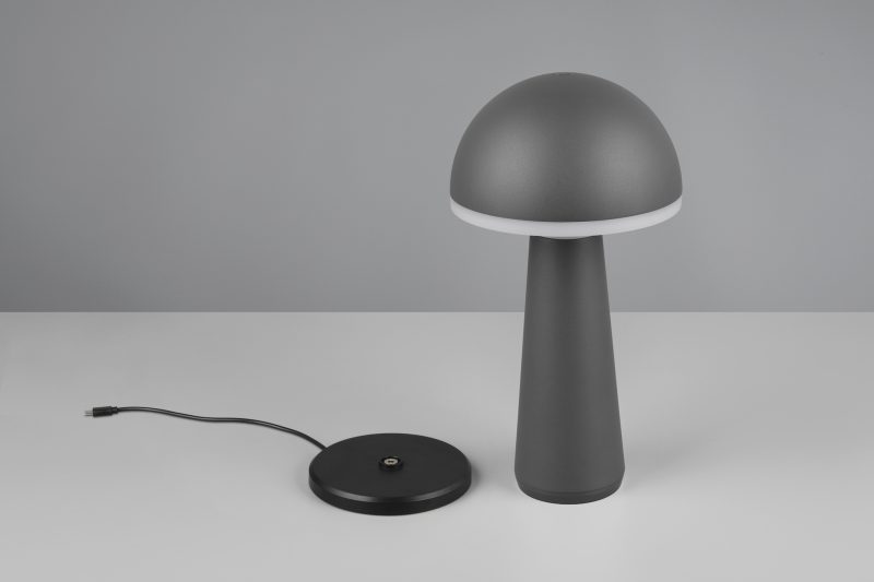 Moderne zwarte paddenstoel oplaadbare tafellamp Fungo - Afbeelding 3