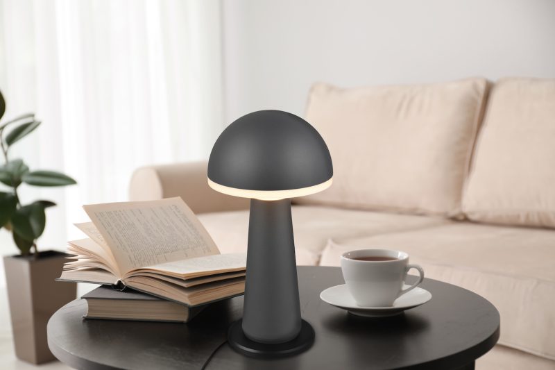 Moderne zwarte paddenstoel oplaadbare tafellamp Fungo - Afbeelding 7