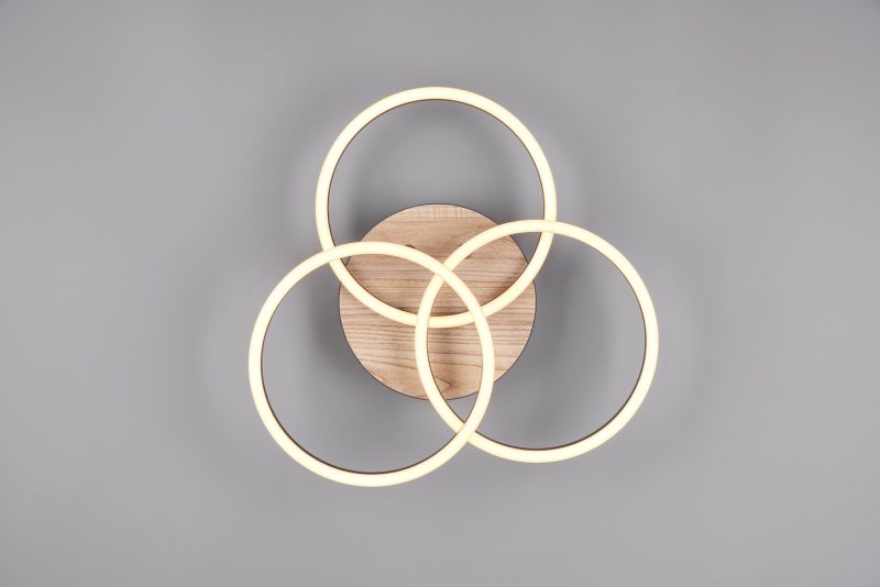 Moderne zwarte plafonnière met hout Circle - Afbeelding 3