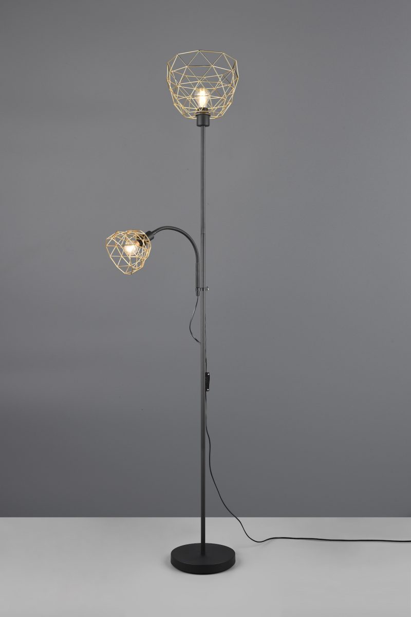 Moderne zwarte vloerlamp met goud Haval - Afbeelding 2