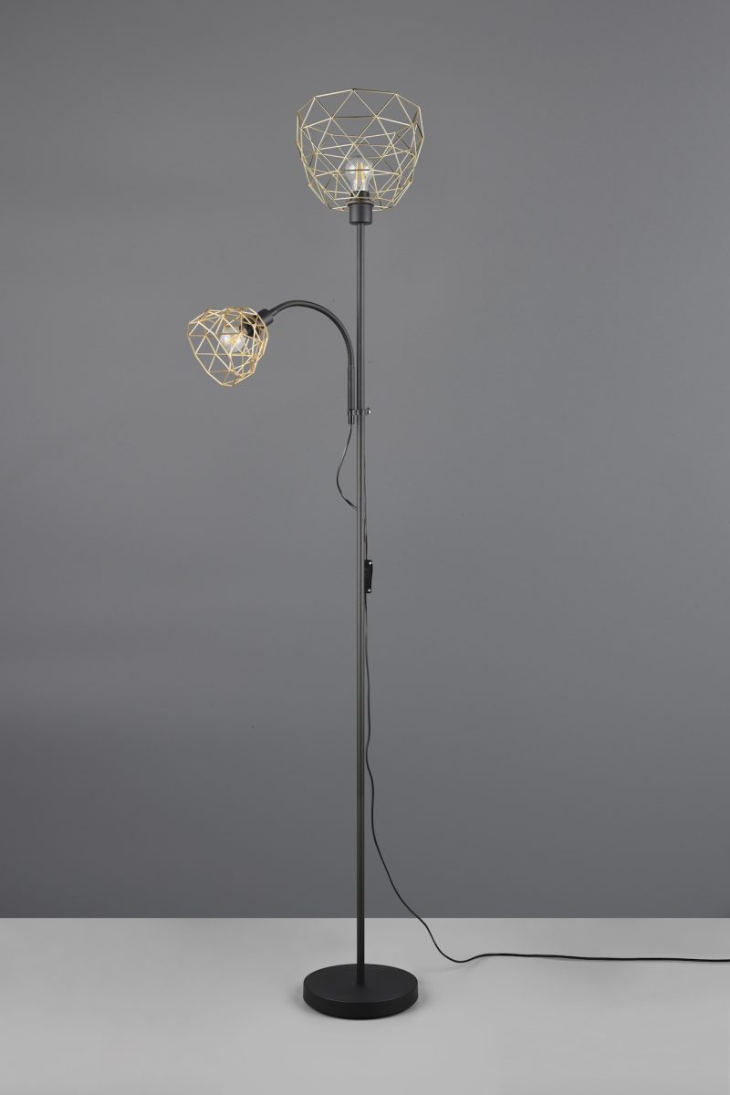 Moderne zwarte vloerlamp met goud Haval - Afbeelding 3