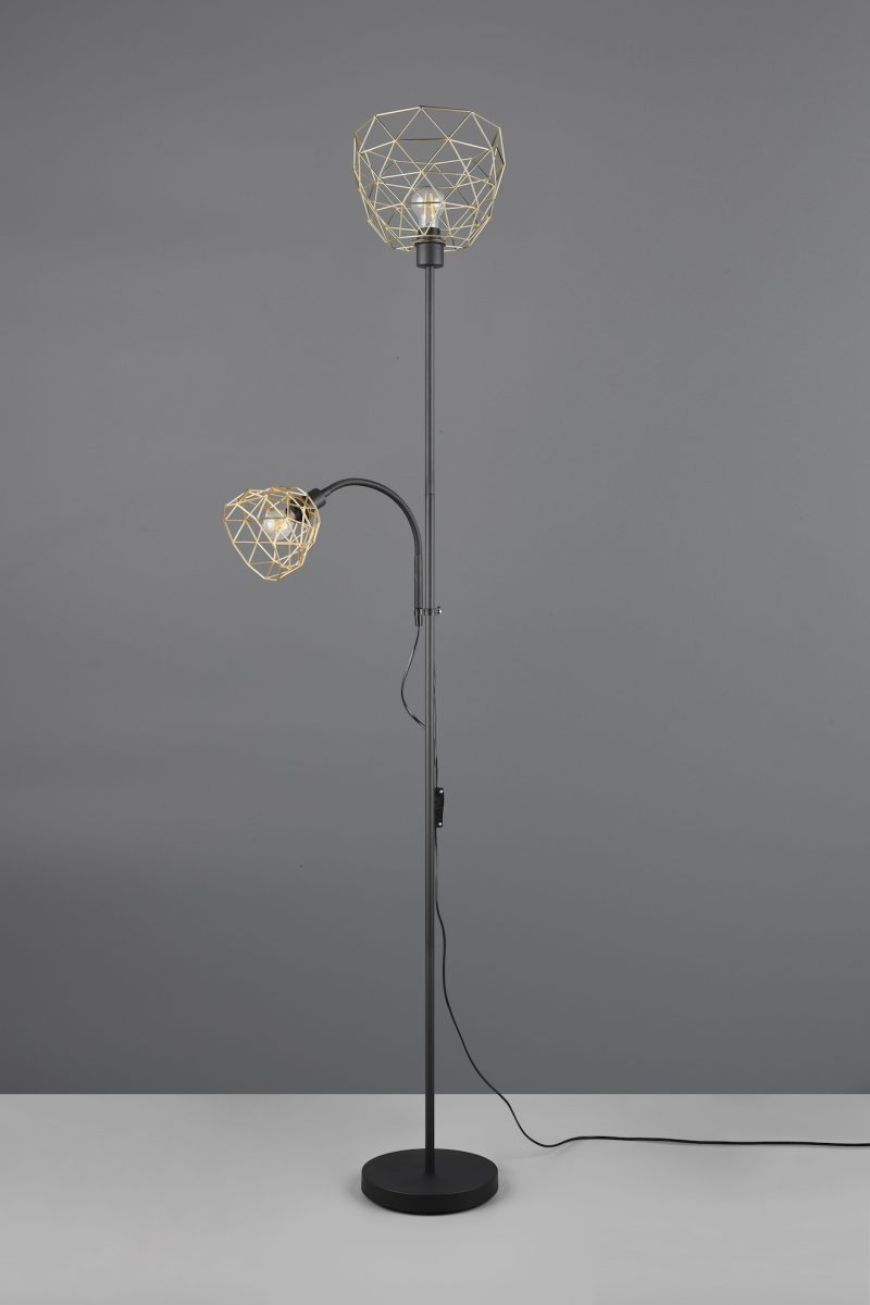 Moderne zwarte vloerlamp met goud Haval - Afbeelding 5