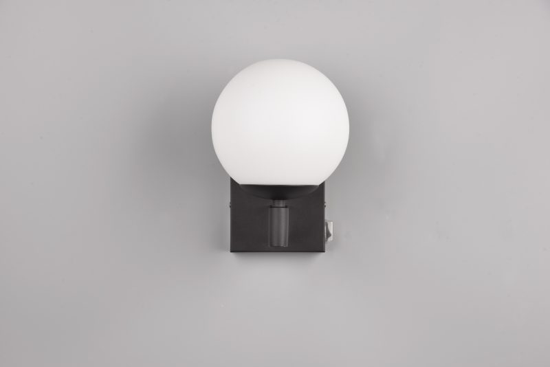 Moderne zwarte wandlamp met wit melkglas Kula - Afbeelding 4