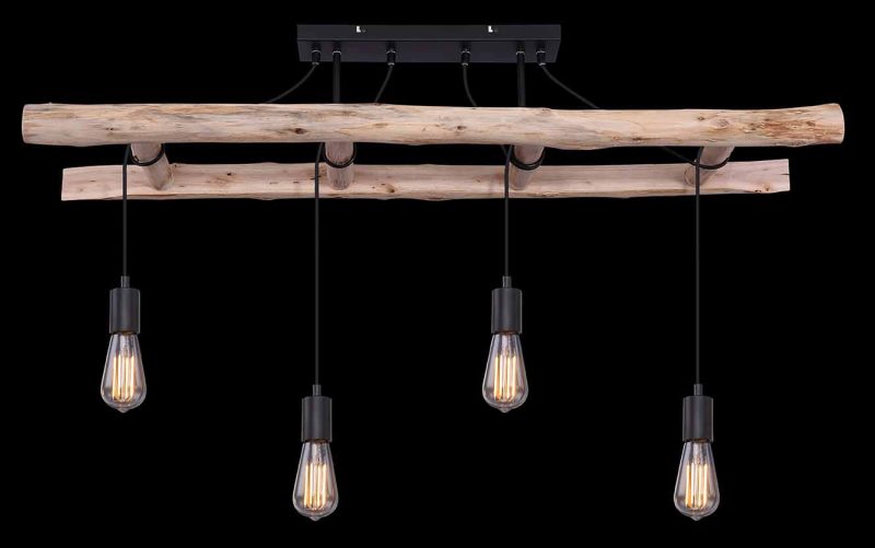 Naturel houten landelijke plafondlamp Globo Irmgard - Afbeelding 5