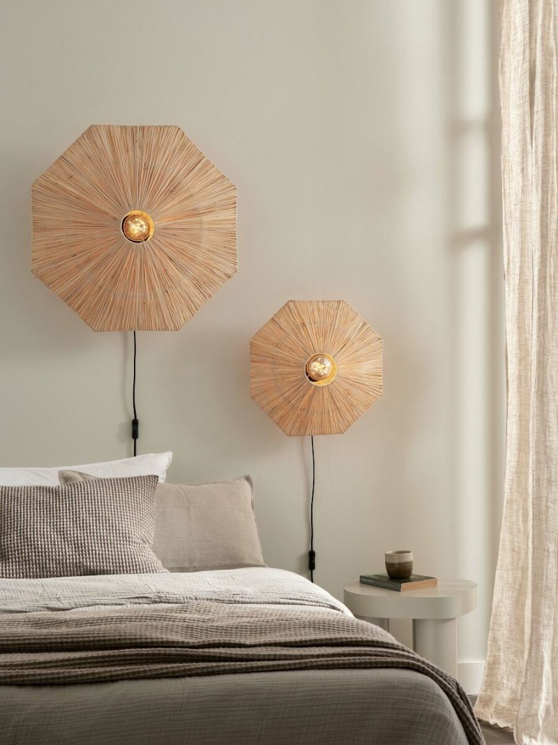 Naturel raffia wandlamp achthoek L GOOD&MOJO Panama - Afbeelding 2
