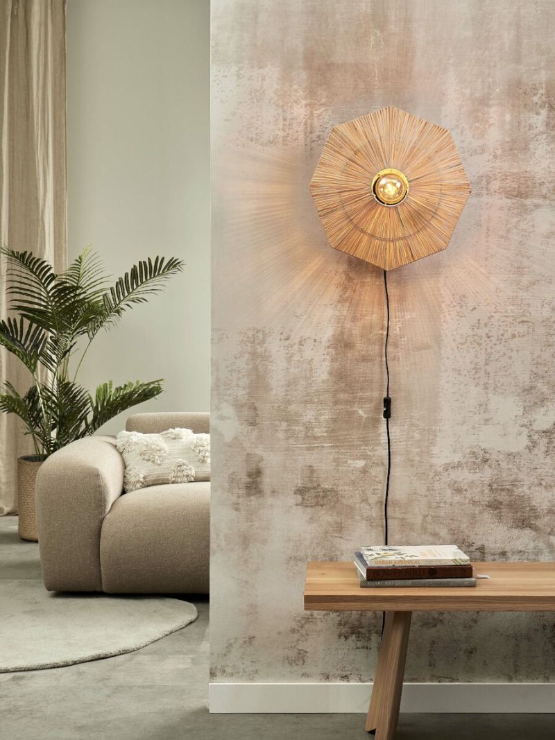 Naturel raffia wandlamp achthoek L GOOD&MOJO Panama - Afbeelding 5