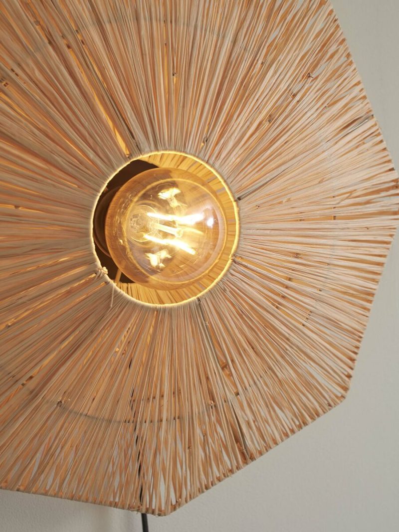Naturel raffia wandlamp achthoek L GOOD&MOJO Panama - Afbeelding 8