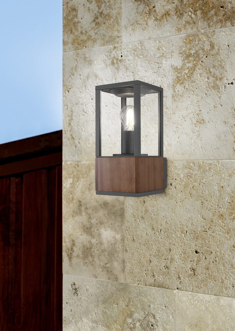 Naturel wandlamp houten vitrinekast Garonne - Afbeelding 2