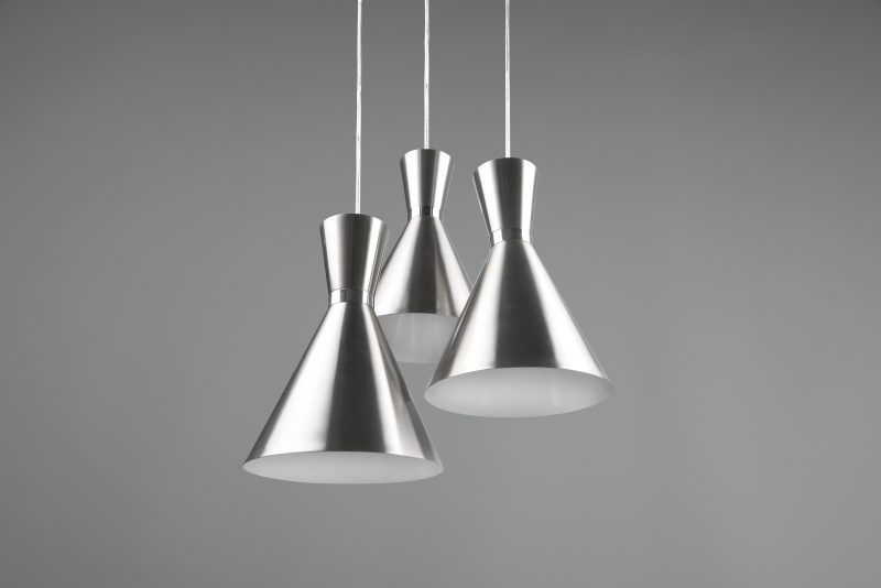 Nikkelen 3-lichts hanglamp trechtervorm Enzo - Afbeelding 2