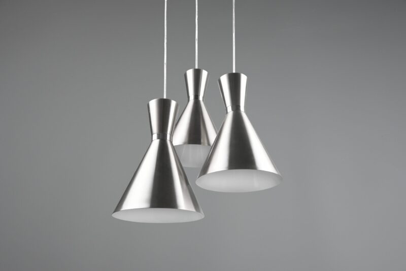Nikkelen 3-lichts hanglamp trechtervorm Enzo - Afbeelding 2