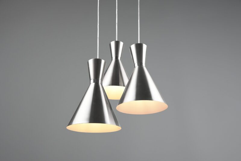 Nikkelen 3-lichts hanglamp trechtervorm Enzo - Afbeelding 3