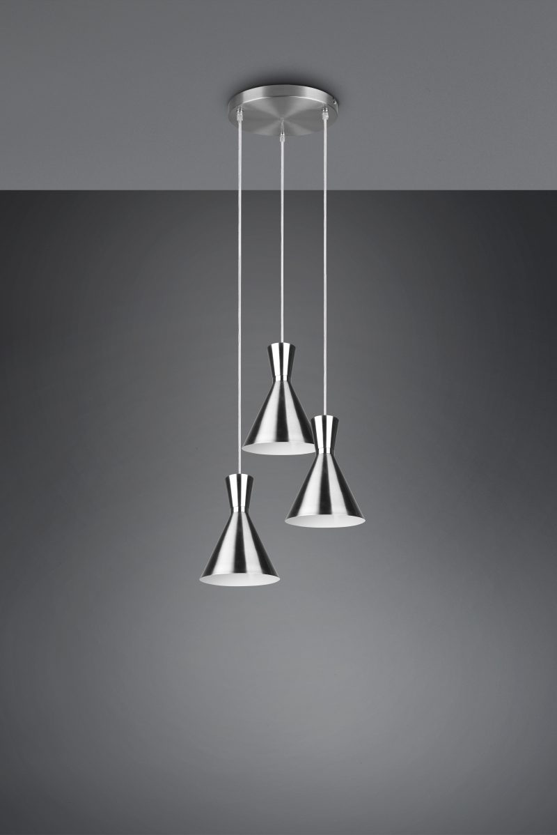 Nikkelen 3-lichts hanglamp trechtervorm Enzo - Afbeelding 4