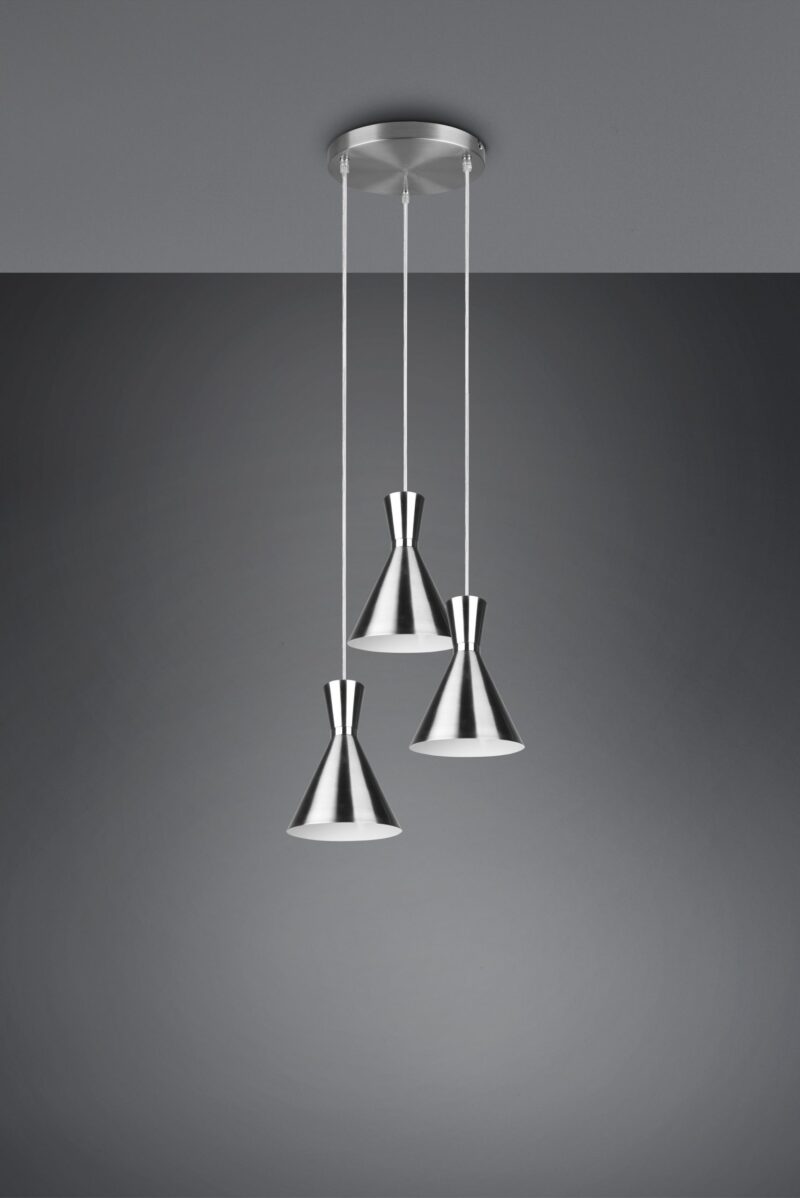 Nikkelen 3-lichts hanglamp trechtervorm Enzo - Afbeelding 4
