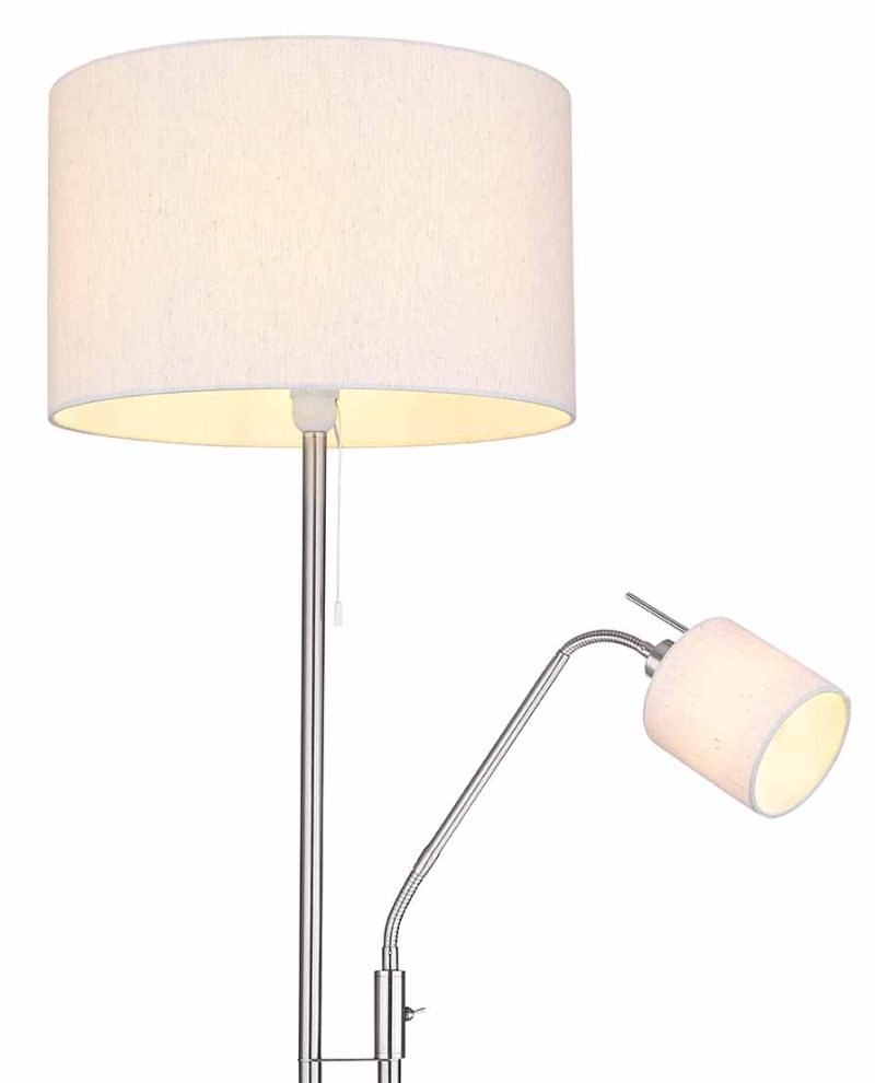Nikkelen klassieke metalen vloerlamp Globo Ava - Afbeelding 2