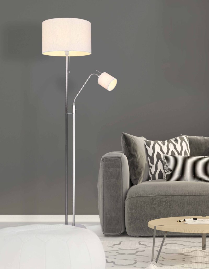 Nikkelen klassieke metalen vloerlamp Globo Ava - Afbeelding 5