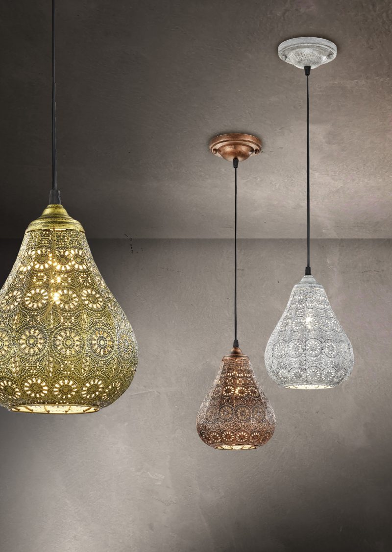 Oosterse metalen hanglamp koper Jasmin - Afbeelding 2