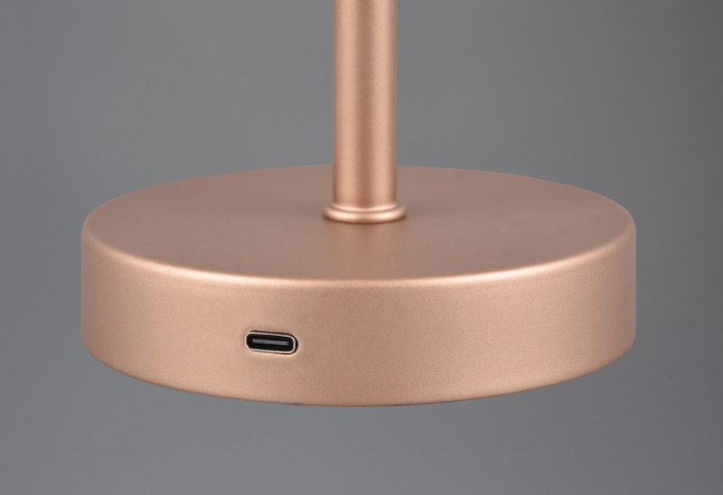 Oplaadbare moderne koperkleurige ronde tafellamp Jeff - Afbeelding 2