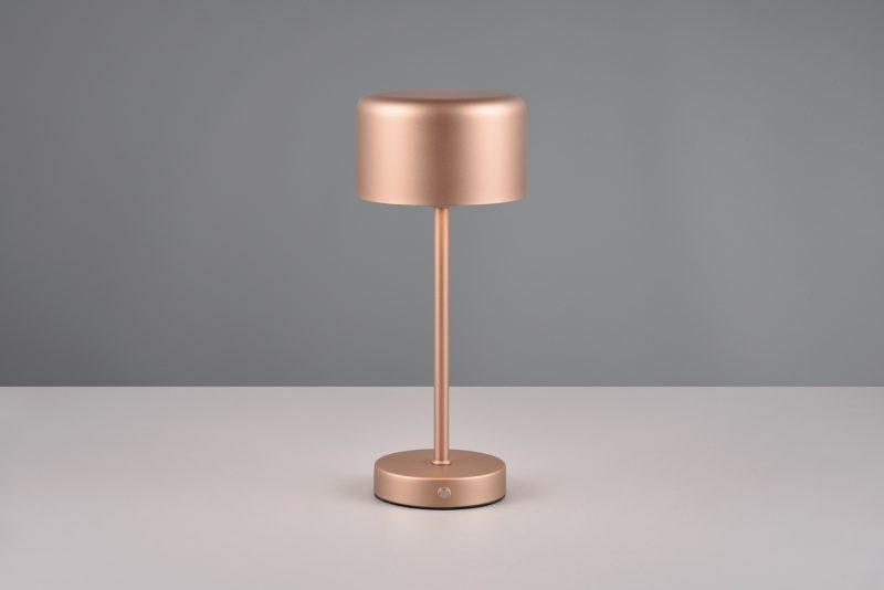Oplaadbare moderne koperkleurige ronde tafellamp Jeff - Afbeelding 3