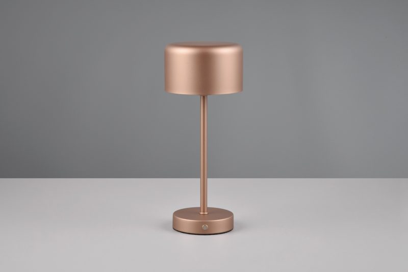 Oplaadbare moderne koperkleurige ronde tafellamp Jeff - Afbeelding 4