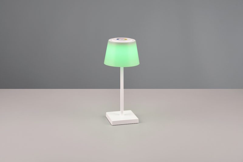 Oplaadbare moderne witte tafellamp met meerkleurig licht Sanchez - Afbeelding 3